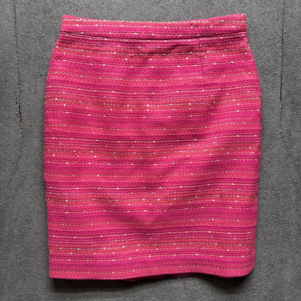 Lilly Pulitzer Womens 4 Pink Boucle Tweed Pencil Skirt Metallic Sparkle